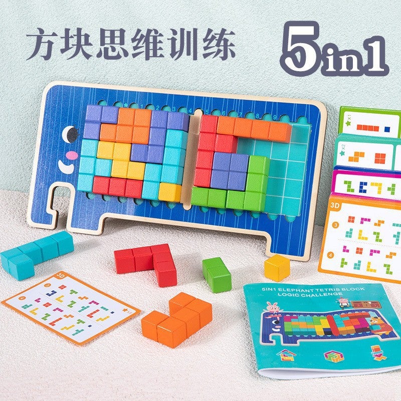 Tetris Wooden Puzzle Wooden Building Block Game Puzzle Children'S Educational Toys - Image 1